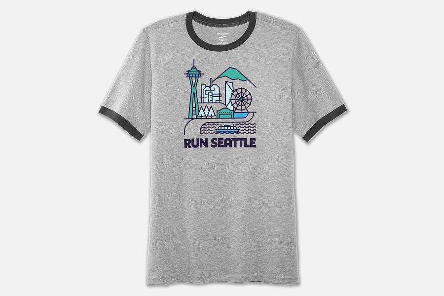 Brooks Run Happy Men T-Shirts & Running Tee Grey AUN940321